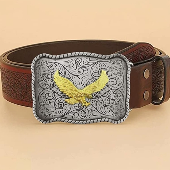 New silver and gold Eagle Belt Buckle. - Picture 1 of 3